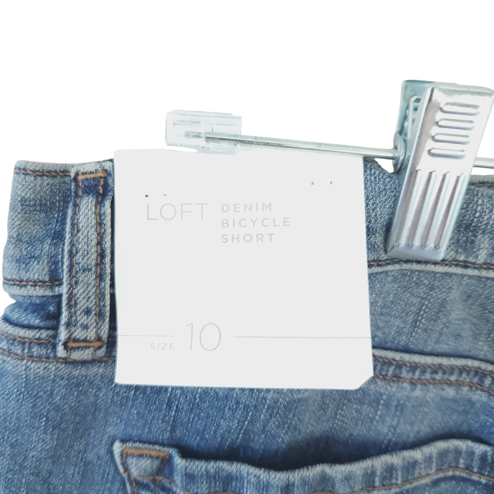 NEW LOFT Mid-Wash Denim Bermuda Shorts Size 10 Blue Jean Shorts Long Length - Picture 3 of 5